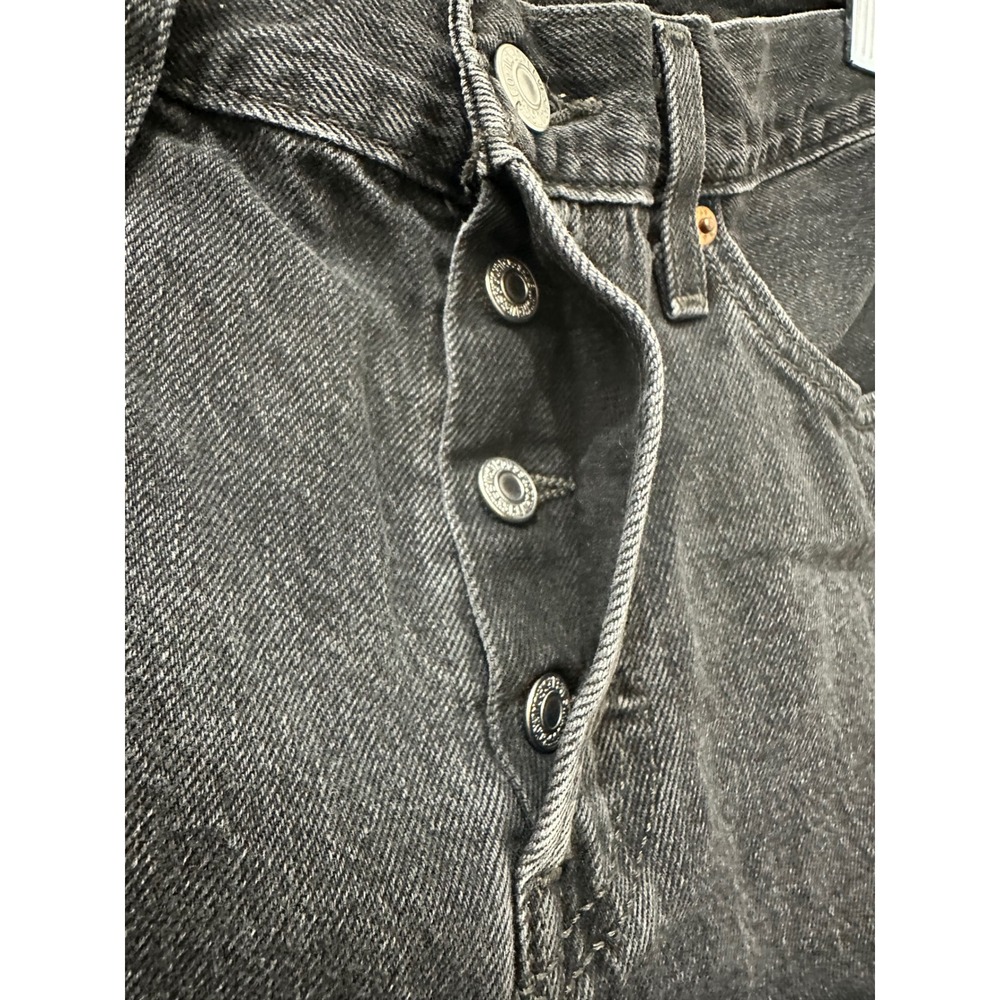 Levis 501 Original Cutoff Denim Shorts Black High Waisted Button Fly Size 27 - Picture 3 of 7